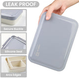 Bugucat Fiambrera 1250ML, Caja Bento a Prueba de Fugas con 3 Compartimentos y Cubiertos Contenedores de Almuerzo para Niños Adultos Contenedor de Almacenamiento de Alimentos con Anillo de Silicona a Prueba de Fugas Apto para Microondas y Lavavajillas
