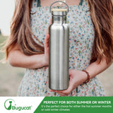 Bugucat Trinkflasche Edelstahl 1000ML,Auslaufsicher Wasserflasche Kletterflasche Thermosflasche Kohlensäure Geeignet Wiederverwendbare Sportflasche Isolierte Thermosflasche für kalte Heiße Getränke