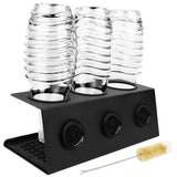 Bugucat Flaschenhalter für SodaStream, Hochwertiger 3er Abtropfhalter aus Edelstahl mit Abnehmbar Abtropfmatte und Flaschenbürste, Abtropfständer für Soda Stream, Crystal, Easy, Fuse Emil Flaschen
