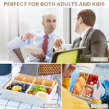 Bugucat Lunchbox 1250 ml, auslaufsichere Bento-Box mit 3 Fächern und Besteck, Lunchbehälter für Kinder, Erwachsene, Lebensmittelaufbewahrungsbehälter mit auslaufsicherem Silikonring, geeignet für Mikrowelle und Spülmaschine