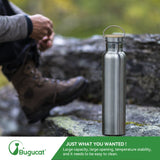 Bugucat Trinkflasche Edelstahl 1000ML,Auslaufsicher Wasserflasche Kletterflasche Thermosflasche Kohlensäure Geeignet Wiederverwendbare Sportflasche Isolierte Thermosflasche für kalte Heiße Getränke
