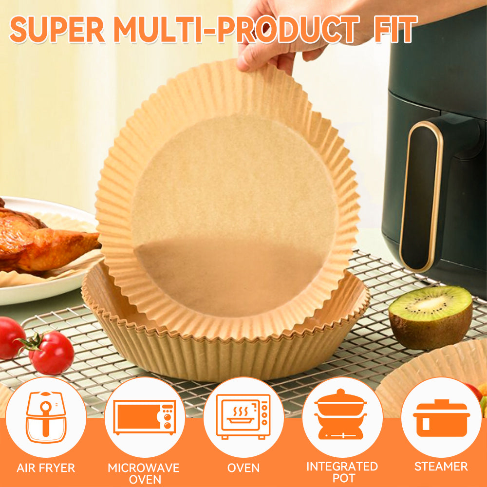 Buguacat Papier cuisson pour friteuse à air chaud 16 cm 50 pièces, papier  cuisson Airfryer rond antiadhésif jetable étanche à l'huile non poreux