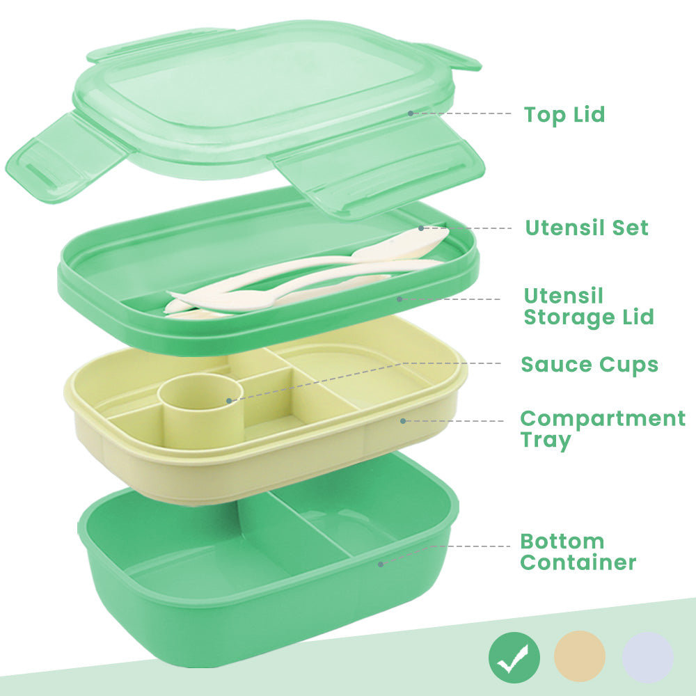 Bugucat Lunch Box 1550 ML, Double Stackable Bento Box Container Meal P –  Bugucat Home