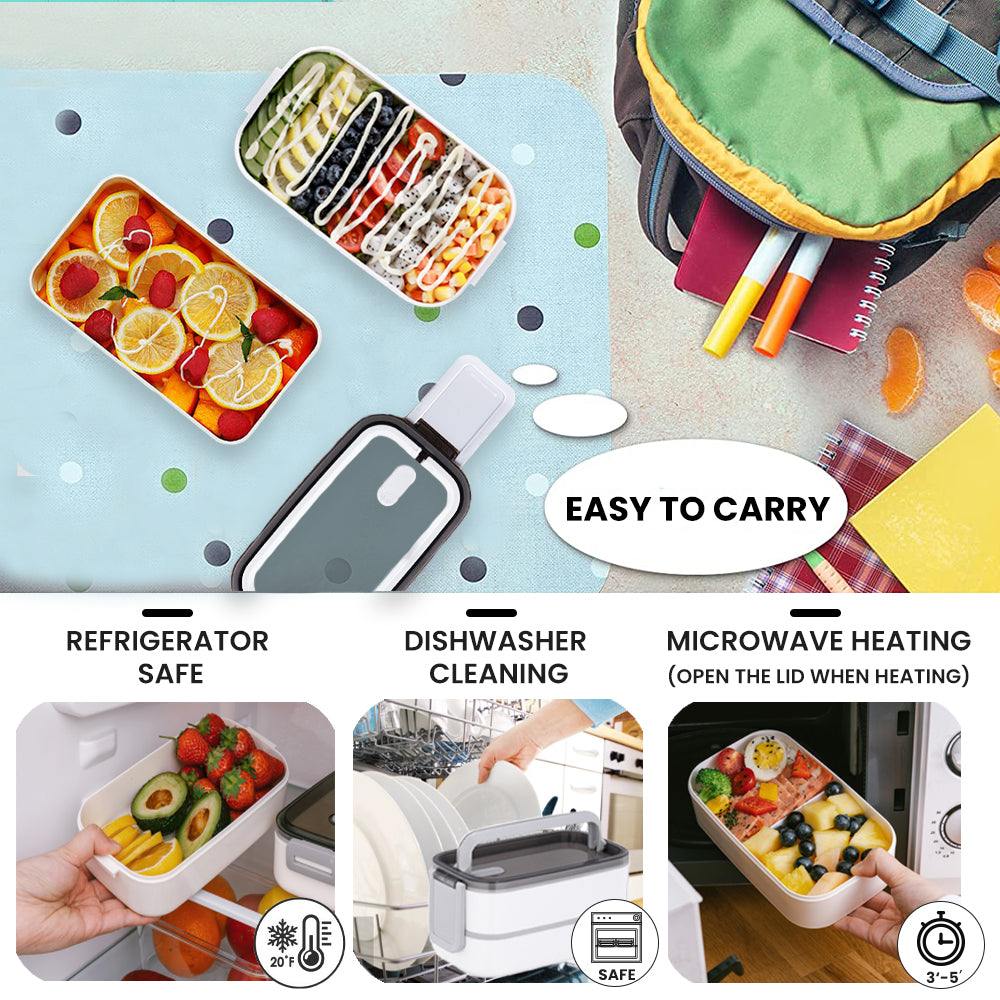 Lunch Box 1400ML, Bento Box Leak-Proof Dishwasher Microwave Safe BPA-Free