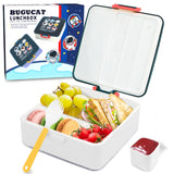 Bugucat Bento Lunch Box 1300ml, Bento Box with 4 Compartments & Cutlery, Food Container, Lunch Box for Kids, Sandwich Box Microwave and Dishwasher Safe, Meal Prep Container BPA Free