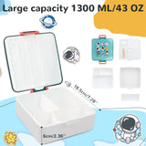 Bugucat Bento Lunch Box 1300ml, Bento Box with 4 Compartments & Cutlery, Food Container, Lunch Box for Kids, Sandwich Box Microwave and Dishwasher Safe, Meal Prep Container BPA Free