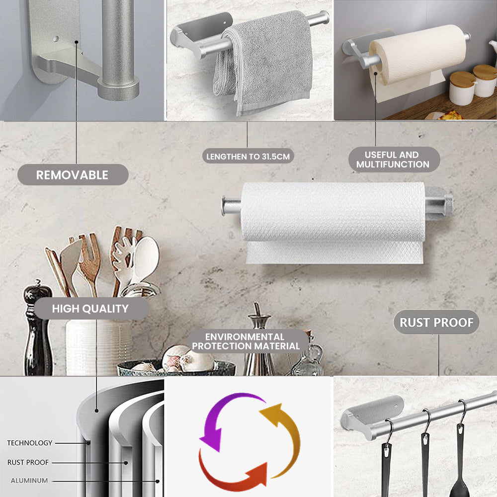 Kitchen Roll Holder No Drilling Required Kitchen Paper Holder Toilet Paper Wall Mounted Paper Roll Holder