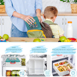 Bugucat Bento Lunch Box 1300ml, Bento Box with 4 Compartments & Cutlery, Food Container, Lunch Box for Kids, Sandwich Box Microwave and Dishwasher Safe, Meal Prep Container BPA Free