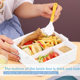 Bugucat Bento Lunch Box 1300ml, Bento Box with 4 Compartments & Cutlery, Food Container, Lunch Box for Kids, Sandwich Box Microwave and Dishwasher Safe, Meal Prep Container BPA Free