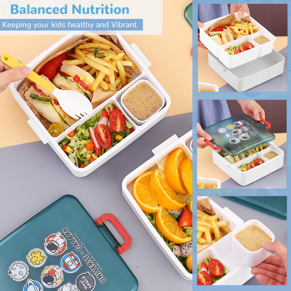 Bugucat Bento Lunch Box 1300ML,Kids Lunch Box Bento Boxes with 4 Compa