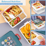 Bugucat Bento Lunch Box 1300ml, Bento Box with 4 Compartments & Cutlery, Food Container, Lunch Box for Kids, Sandwich Box Microwave and Dishwasher Safe, Meal Prep Container BPA Free
