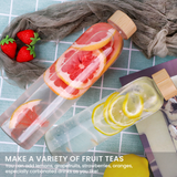 Bugucat Borosilicate Glass Water Bottles, Reusable Bamboo Lid Drinking Bottle with Protective Sleeves,Juice Beverage Container BPA-Free Leak Proof for School Sport Yoga Gym Hot Cold Drinks 550 ml / 1000 ml