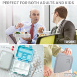 Bugucat Lunchbox 800ML, Bento Box Brotdose mit 5 Fächern und Besteckset, Vesperdose Frühstücksbox für Mikrowellen Spülmaschinen, Brotzeitbox Brotbüchse, BPA-Free