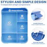 Bugucat Lunch Box 1330ML, Leak-Proof Bento Box with 5 Compartments and Cutlery, Lunch Containers for Kids Adult Food Storage Container with Leak-Proof Silicone Ring Suitable for Microwave Dishwasher