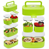 Bugucat Lunch Box for Kids 1260ML, 2 in 1 Leak-Proof Bento Box with 4 Compartments and Cutlery, Food Container Lunch Containers for School Work and Travel, Microwave & Dishwasher, BPA-Free