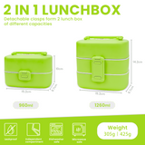 Bugucat Lunch Box for Kids 1260ML, 2 in 1 Leak-Proof Bento Box with 4 Compartments and Cutlery, Food Container Lunch Containers for School Work and Travel, Microwave & Dishwasher, BPA-Free