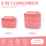 Bugucat Lunch Box for Kids 1260ML, 2 in 1 Leak-Proof Bento Box with 4 Compartments and Cutlery, Food Container Lunch Containers for School Work and Travel, Microwave & Dishwasher, BPA-Free