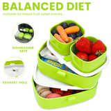 Bugucat Lunch Box for Kids 1260ML, 2 in 1 Leak-Proof Bento Box with 4 Compartments and Cutlery, Food Container Lunch Containers for School Work and Travel, Microwave & Dishwasher, BPA-Free