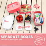 Bugucat Lunch Box for Kids 1260ML, 2 in 1 Leak-Proof Bento Box with 4 Compartments and Cutlery, Food Container Lunch Containers for School Work and Travel, Microwave & Dishwasher, BPA-Free