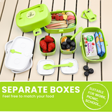 Bugucat Lunch Box for Kids 1260ML, 2 in 1 Leak-Proof Bento Box with 4 Compartments and Cutlery, Food Container Lunch Containers for School Work and Travel, Microwave & Dishwasher, BPA-Free