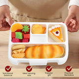 Bugucat Lunchbox 800ML, Bento Box Brotdose mit 5 Fächern und Besteckset, Vesperdose Frühstücksbox für Mikrowellen Spülmaschinen, Brotzeitbox Brotbüchse, BPA-Free