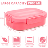 Bugucat Lunch Box 1300ML, Bento Box Brotdose kinder mit 4 Fächern und Besteckset, Vesperdose Frühstücksbox für Mikrowellen Spülmaschinen, Brotzeitbox Brotbüchse für Kinder Erwachsene BPA-Freie