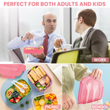 Bugucat Lunch Box 1300ML, Bento Box Brotdose kinder mit 4 Fächern und Besteckset, Vesperdose Frühstücksbox für Mikrowellen Spülmaschinen, Brotzeitbox Brotbüchse für Kinder Erwachsene BPA-Freie