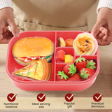 Bugucat Lunch Box 1300ML, Bento Box Brotdose kinder mit 4 Fächern und Besteckset, Vesperdose Frühstücksbox für Mikrowellen Spülmaschinen, Brotzeitbox Brotbüchse für Kinder Erwachsene BPA-Freie