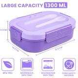 Bugucat Lunch Box 1300ML, Bento Box Brotdose kinder mit 4 Fächern und Besteckset, Vesperdose Frühstücksbox für Mikrowellen Spülmaschinen, Brotzeitbox Brotbüchse für Kinder Erwachsene BPA-Freie