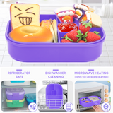 Bugucat Lunch Box 1300ML, Bento Box Brotdose kinder mit 4 Fächern und Besteckset, Vesperdose Frühstücksbox für Mikrowellen Spülmaschinen, Brotzeitbox Brotbüchse für Kinder Erwachsene BPA-Freie