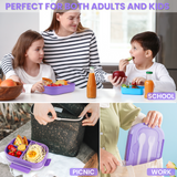 Bugucat Lunch Box 1300ML, Bento Box Brotdose kinder mit 4 Fächern und Besteckset, Vesperdose Frühstücksbox für Mikrowellen Spülmaschinen, Brotzeitbox Brotbüchse für Kinder Erwachsene BPA-Freie