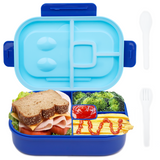 Bugucat Lunch Box 1300ML, Bento Box Brotdose kinder mit 4 Fächern und Besteckset, Vesperdose Frühstücksbox für Mikrowellen Spülmaschinen, Brotzeitbox Brotbüchse für Kinder Erwachsene BPA-Freie