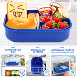 Bugucat Lunch Box 1300ML, Bento Box Brotdose kinder mit 4 Fächern und Besteckset, Vesperdose Frühstücksbox für Mikrowellen Spülmaschinen, Brotzeitbox Brotbüchse für Kinder Erwachsene BPA-Freie