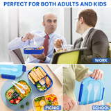 Bugucat Lunch Box 1300ML, Bento Box Brotdose kinder mit 4 Fächern und Besteckset, Vesperdose Frühstücksbox für Mikrowellen Spülmaschinen, Brotzeitbox Brotbüchse für Kinder Erwachsene BPA-Freie