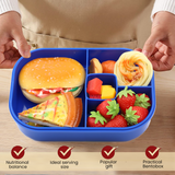 Bugucat Lunch Box 1300ML, Bento Box Brotdose kinder mit 4 Fächern und Besteckset, Vesperdose Frühstücksbox für Mikrowellen Spülmaschinen, Brotzeitbox Brotbüchse für Kinder Erwachsene BPA-Freie