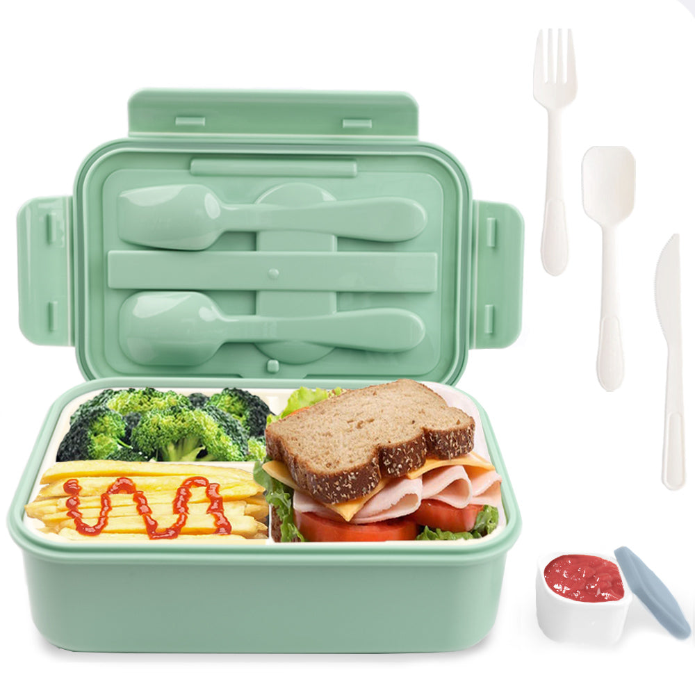 Lunch box Bugucat 1400ML, bento box lunch box étanche hermétique avec compartiments, snack box breakfast box Convient aux micro-ondes et lave-vaisselle, lunch box pour enfants adultes