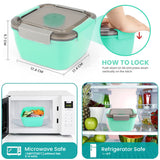 Bugucat Fiambrera 1500 ml, Bento Box Ensaladera con 3 Compartimentos y Salsero, Ensaladera con Recipiente para Aderezo, Fiambrera para Microondas y Lavavajillas, Fiambrera para Niños y Adultos