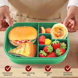 Bugucat Lunch Box 1300ML, Bento Box Brotdose kinder mit 4 Fächern und Besteckset, Vesperdose Frühstücksbox für Mikrowellen Spülmaschinen, Brotzeitbox Brotbüchse für Kinder Erwachsene BPA-Freie