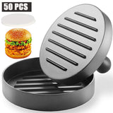 Bugucat Burger Press 50 Set di Cartine Patty - Hamburger Antiaderente Stampo Patty Maker con Fogli di Carta Cerata Carne Manzo Maiale Agnello Formaggio Halal Noci Veg Veggie Burger Maker per Barbecue Barbecue Grill