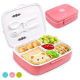 Bugucat Lunch Box 1300ML, Adult Kids Leakproof Bento Box with 5 Compartments and Spoon, Food Container Lunch Containers for School Work and Travel, Microwave & Dishwasher Safe for Men Woman, BPA Free