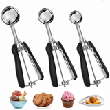 Buguacat Cuillère à glace, Cuillère à biscuits en acier inoxydable poli avec gâchette, Cuillère à glace Cuillère à biscuits Cuillère à glace pour crème glacée aux fruits Pâte à biscuits Crème glacée