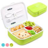 Bugucat Lunch Box 1300ML, Adult Kids Leakproof Bento Box with 5 Compartments and Spoon, Food Container Lunch Containers for School Work and Travel, Microwave & Dishwasher Safe for Men Woman, BPA Free