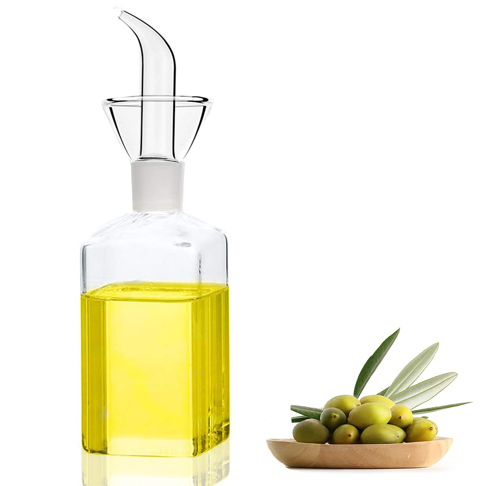 Bugucat Glass Oil Bottle Drizzler, Olive Oil Vinegar Bottle,Lead-Free Glass Oil Bottle,Oil Dispenser Wide Opening for Easy Fill & Cleaning,Oil and Vinegar Bottle for Kitchen,Salad,BBQ