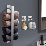 Bugucat Towel Holder No Drilling Required Towel Rail 304 Stainless Steel Bath Towel Holder Wall Holder Self-Adhesive for Bathroom Kitchen Wall Guest Towel Holder with 2 Hooks Towel Rails 40 cm