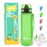 Bugucat Water Bottle Kids, 500ML Sports Water Bottle Drinks Bottle Leak Proof, Sport Jug Reusable, Water Storage Container for kindergarten School Outdoor Cycling, 1 Click Open, BPA Free Tritan