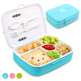 Bugucat Lunch Box 1300ML, Adult Kids Leakproof Bento Box with 5 Compartments and Spoon, Food Container Lunch Containers for School Work and Travel, Microwave & Dishwasher Safe for Men Woman, BPA Free