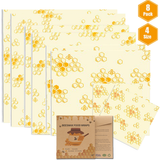 Bugucat Reusable Beeswax Wraps 8 Pack,Food Wraps Sustainable Plastic Free,Food Storage Zero Waste Cheese and Sandwich Wrappers,Washable Bowl Covers,Biodegradable Eco-Friendly Cling Film Alternative