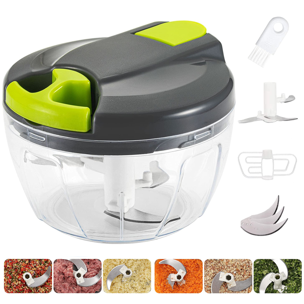 Bugucat Manual Food Chopper 520ML, Food Processors with Cover and Handle,Portable Chopper Shredder,Quick Hand Crusher for Vegetables,Garlic,Parsley, Herb & Onions