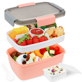 Bugucat bento box niños 2000ML, fiambrera adultos con 4 compartimentos y sopera, fiambrera fiambrera para acompañar con recipiente aliño, fiambrera recipiente ensalada para microondas y lavavajillas, sin BPA