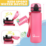 Bugucat Water Bottle Kids, 500ML Sports Water Bottle Drinks Bottle Leak Proof, Sport Jug Reusable, Water Storage Container for kindergarten School Outdoor Cycling, 1 Click Open, BPA Free Tritan